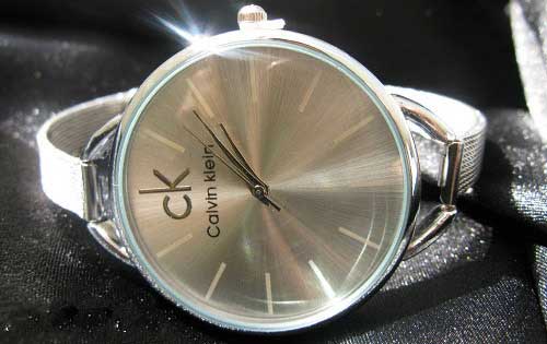  ساعت CK بند حصیری نازک نقره ای, فروش ساعت Calvin Klein نقره ای